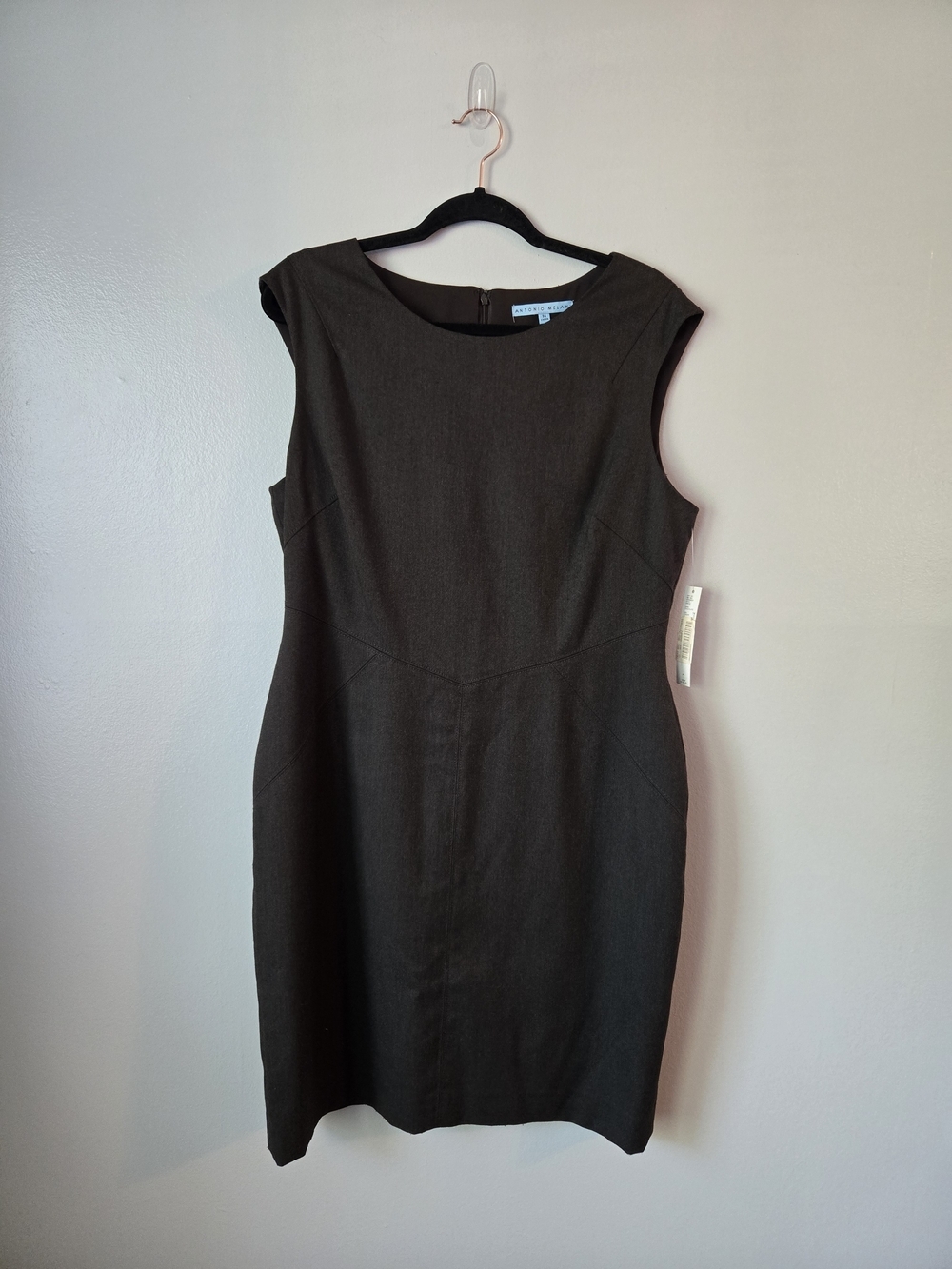 NWT Antonio Melani Dark Chocolate Brown Sheath Dress Career Professional Size 14